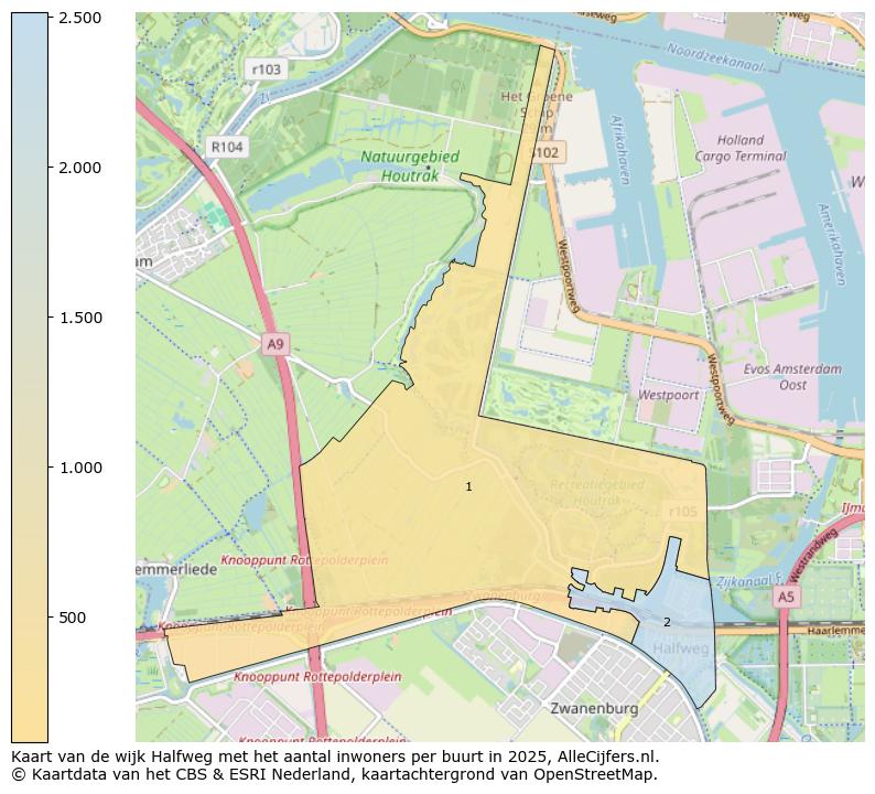Afbeelding van de wijk Halfweg op de kaart.