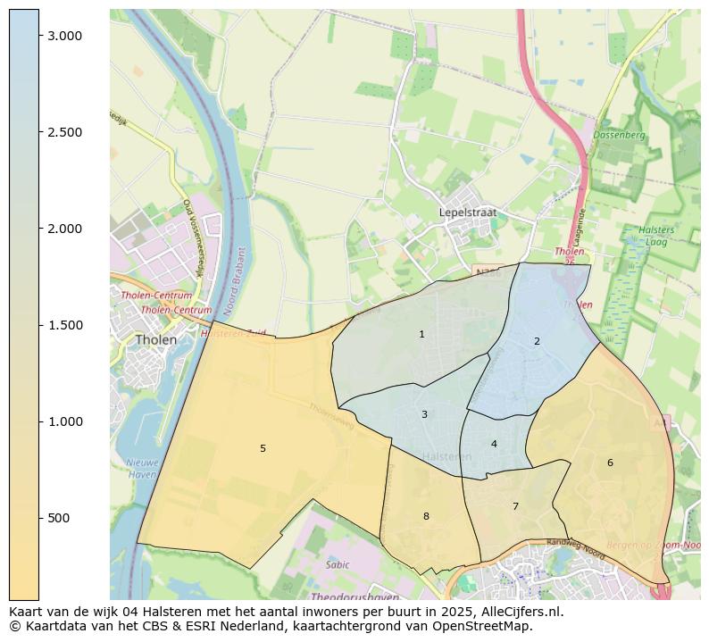 Afbeelding van de wijk Halsteren op de kaart.