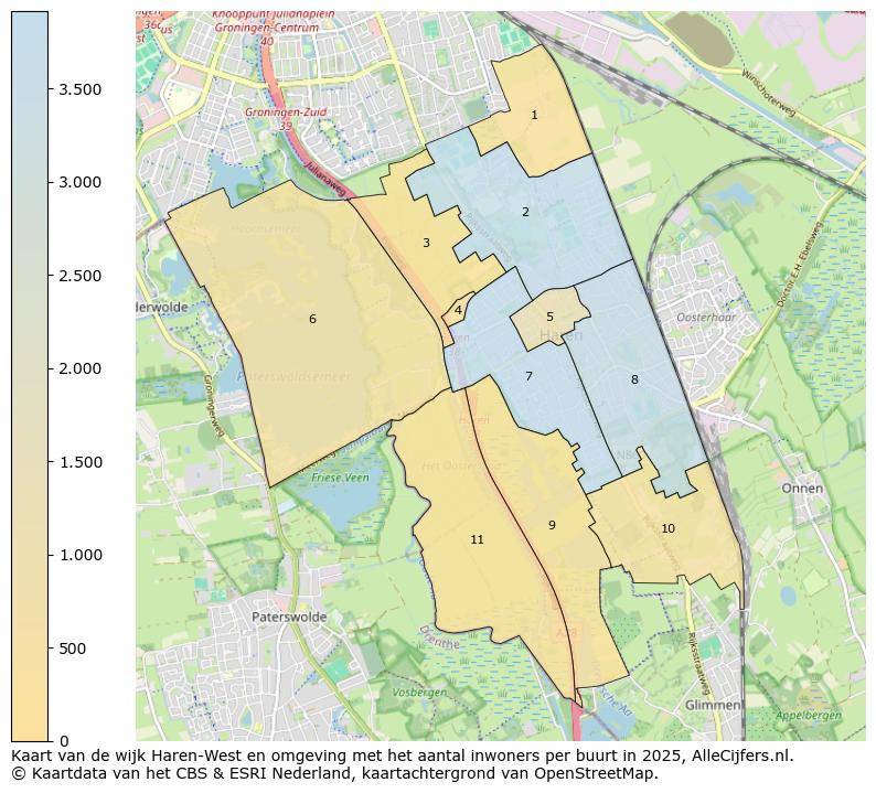 Afbeelding van de wijk Haren-West en omgeving op de kaart.