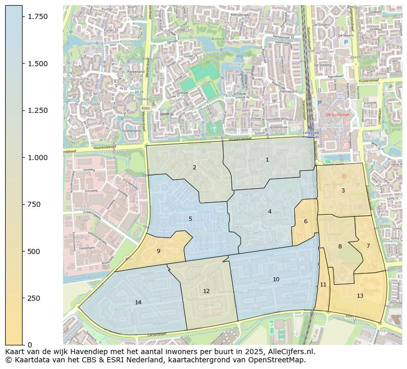Afbeelding van de wijk Havendiep op de kaart.