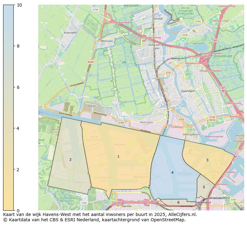 Afbeelding van de wijk Havens-West op de kaart.