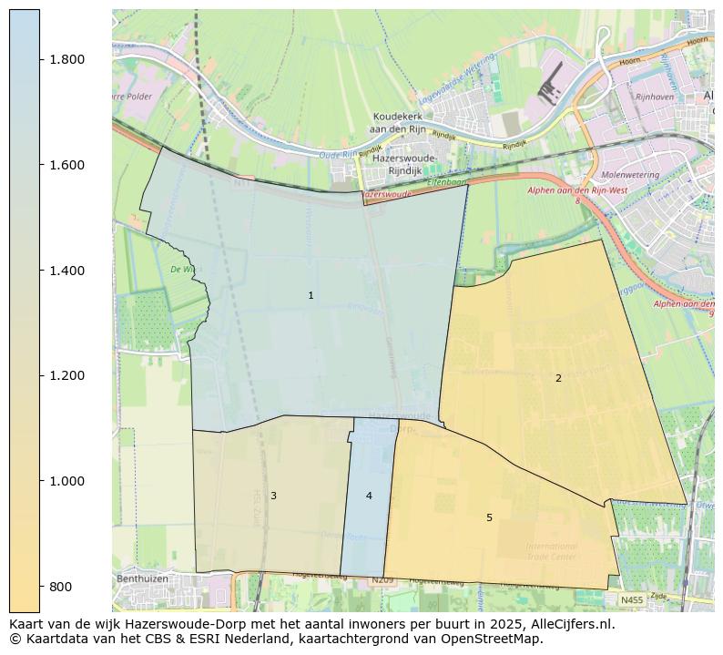 Afbeelding van de wijk Hazerswoude-Dorp op de kaart.