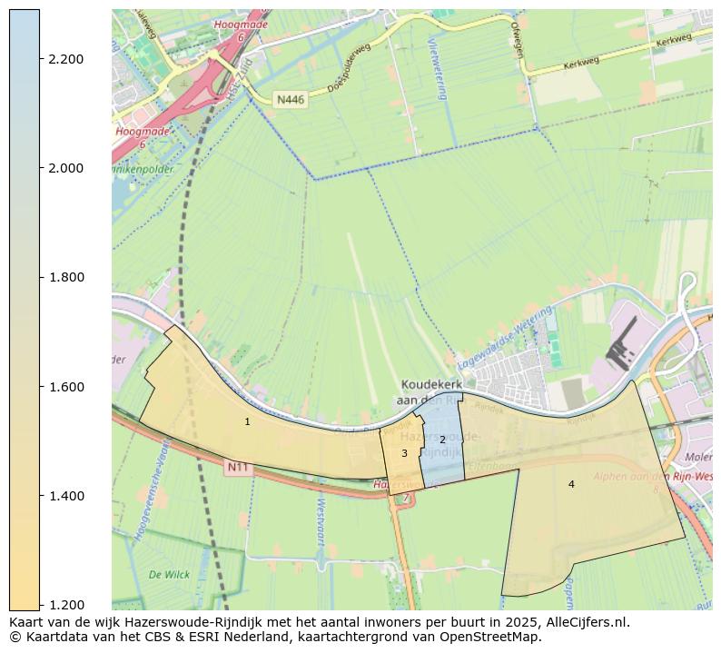 Afbeelding van de wijk Hazerswoude-Rijndijk op de kaart.