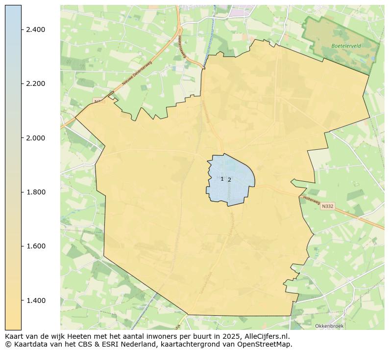 Afbeelding van de wijk Heeten op de kaart.