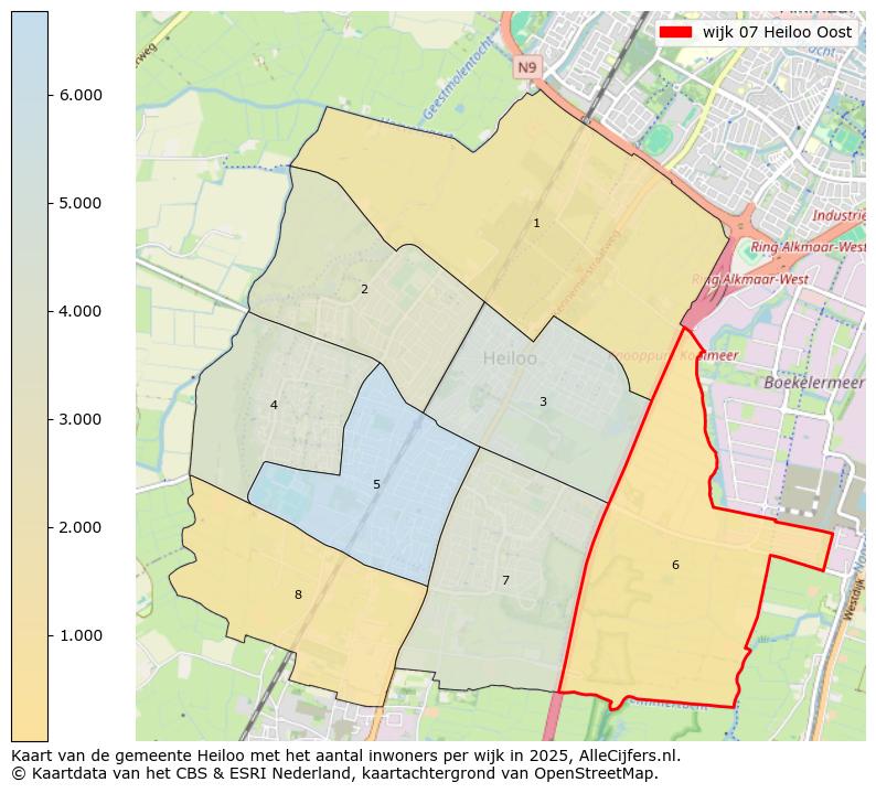 Afbeelding van de wijk Heiloo-Oost op de kaart.