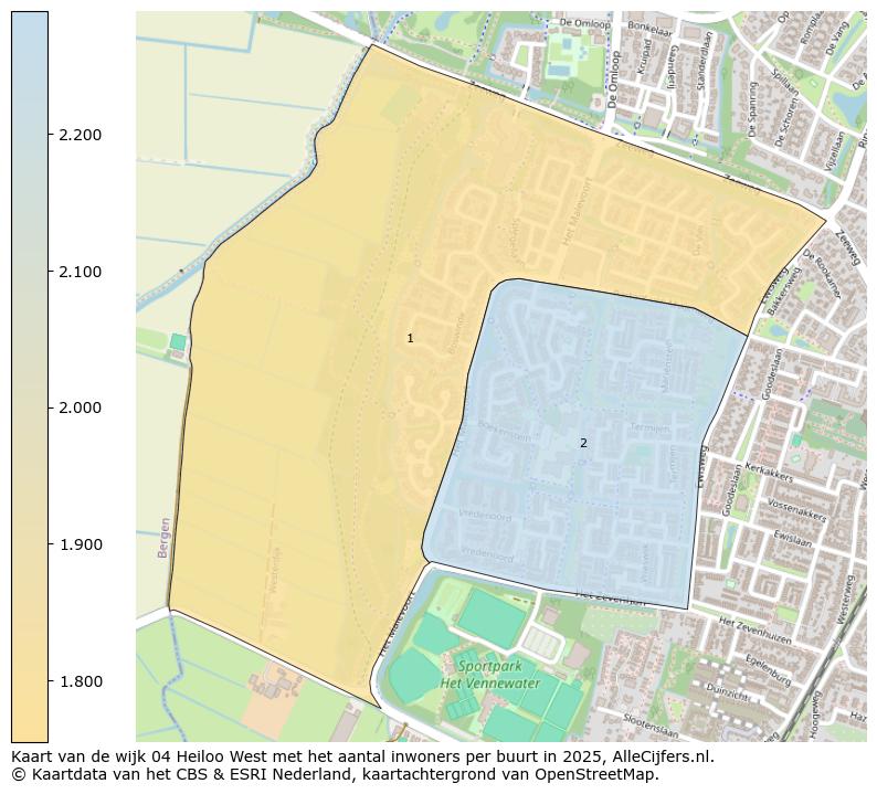 Afbeelding van de wijk Heiloo-West op de kaart.