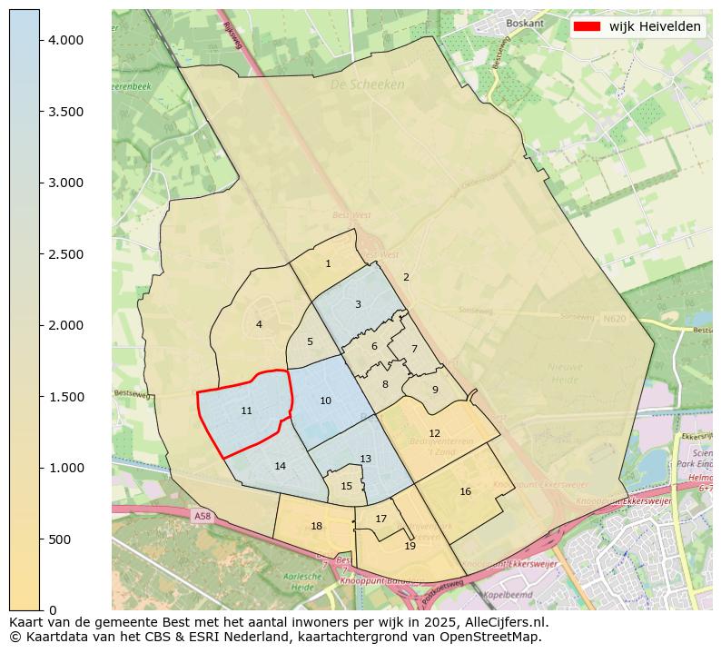 Afbeelding van de wijk Heivelden op de kaart.