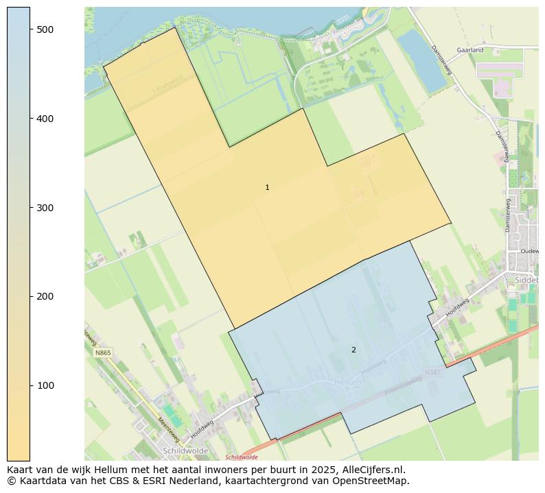 Afbeelding van de wijk Hellum op de kaart.