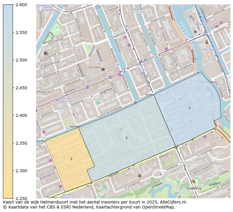 Afbeelding van de wijk Helmersbuurt op de kaart.