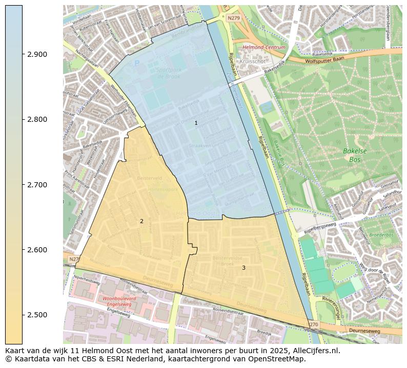 Afbeelding van de wijk Helmond-Oost op de kaart.