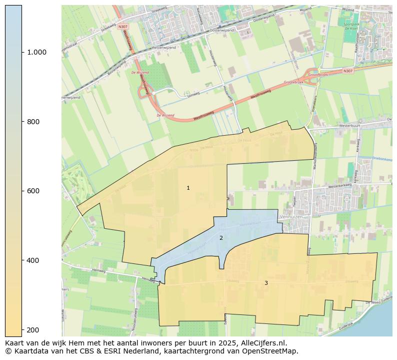 Afbeelding van de wijk Hem op de kaart.