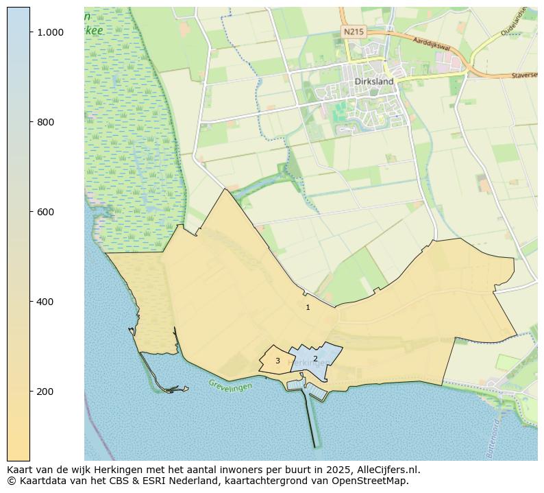 Afbeelding van de wijk Herkingen op de kaart.