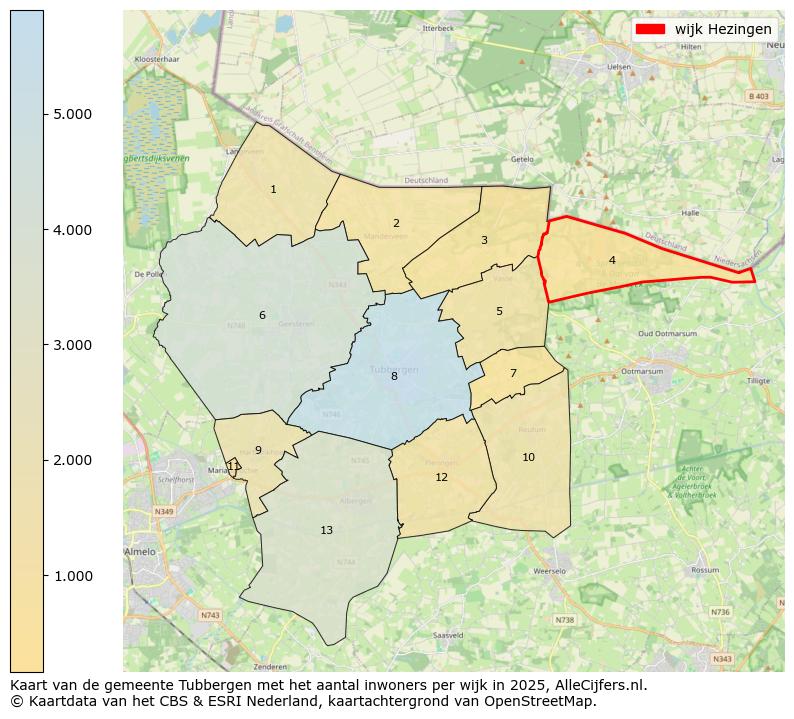 Afbeelding van de wijk Hezingen op de kaart.