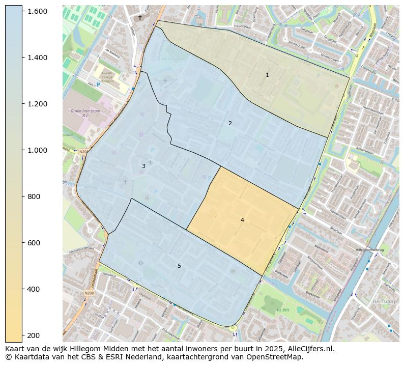 Afbeelding van de wijk Hillegom Midden op de kaart.