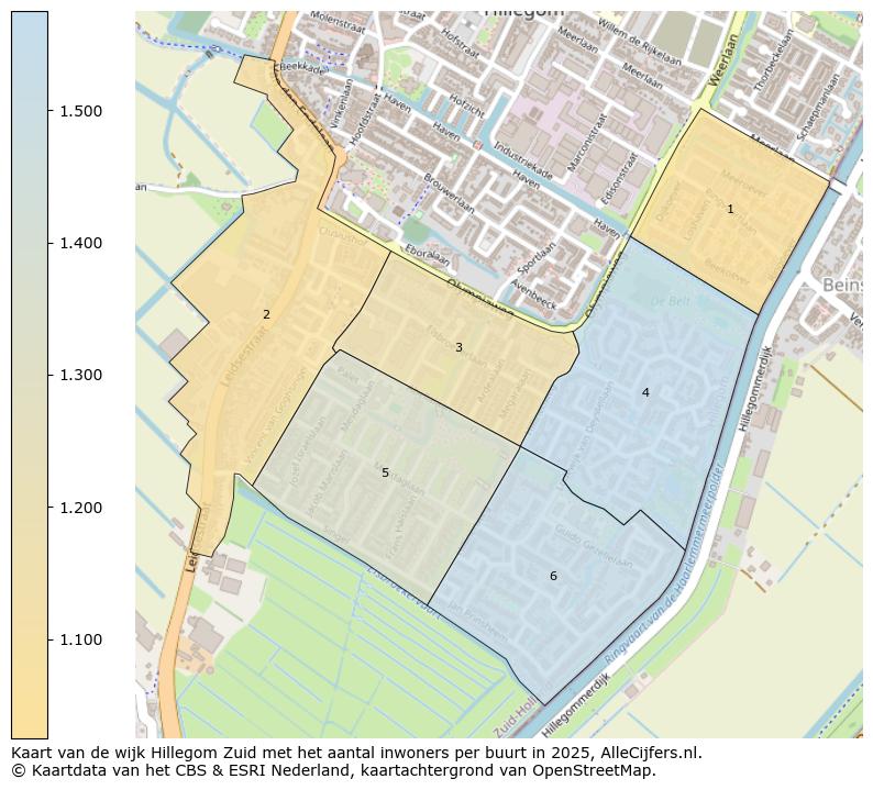 Afbeelding van de wijk Hillegom Zuid op de kaart.