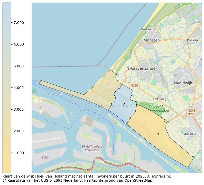 Afbeelding van de wijk Hoek van Holland op de kaart.