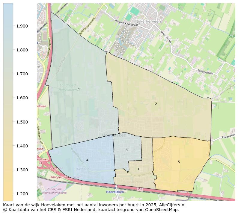 Afbeelding van de wijk Hoevelaken op de kaart.