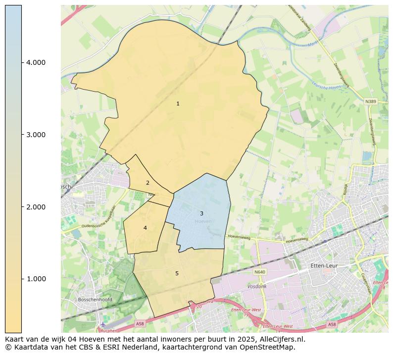 Afbeelding van de wijk Hoeven op de kaart.