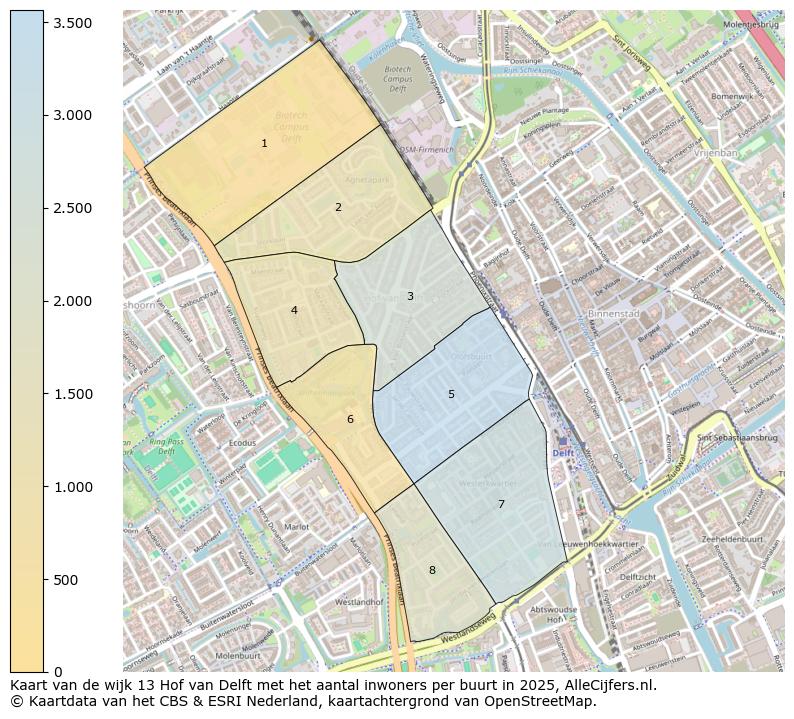 Afbeelding van de wijk Hof van Delft op de kaart.
