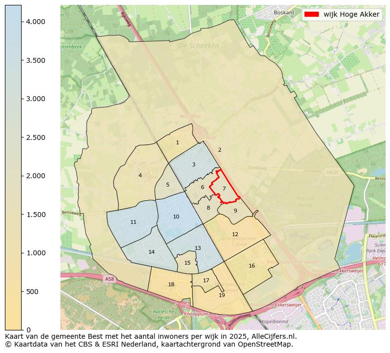 Afbeelding van de wijk Hoge Akker op de kaart.