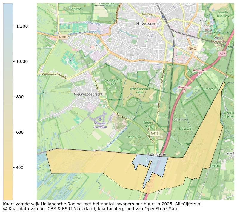 Afbeelding van de wijk Hollandsche Rading op de kaart.