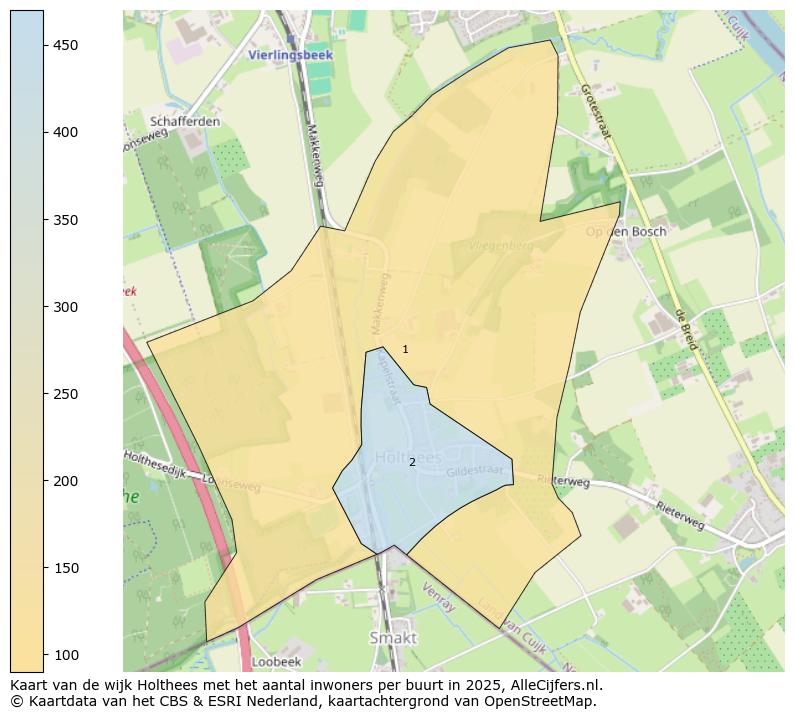 Afbeelding van de wijk Holthees op de kaart.