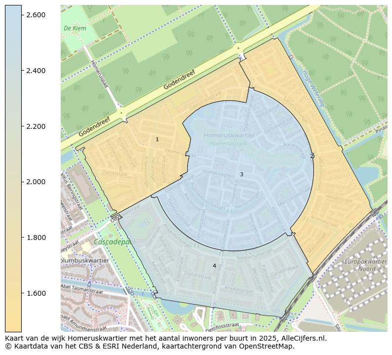 Afbeelding van de wijk Homeruskwartier op de kaart.