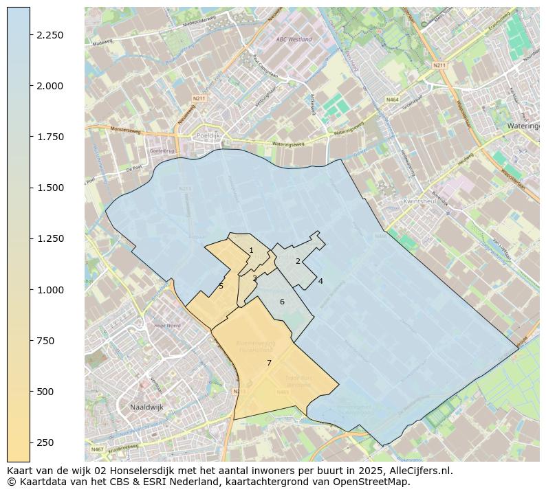 Afbeelding van de wijk Honselersdijk op de kaart.
