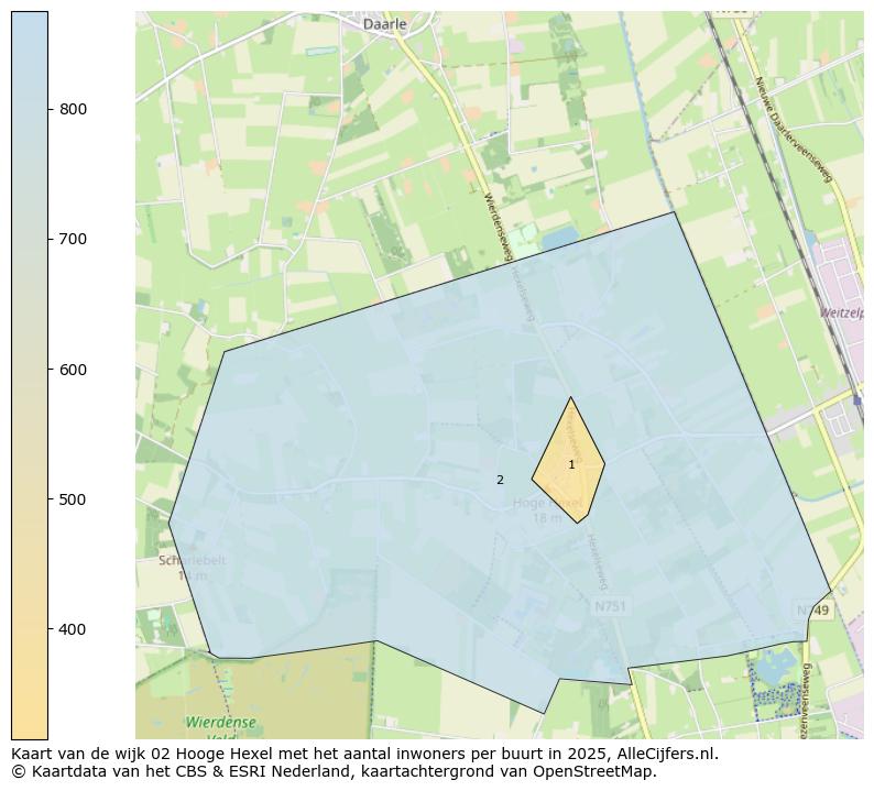 Afbeelding van de wijk Hooge-Hexel op de kaart.