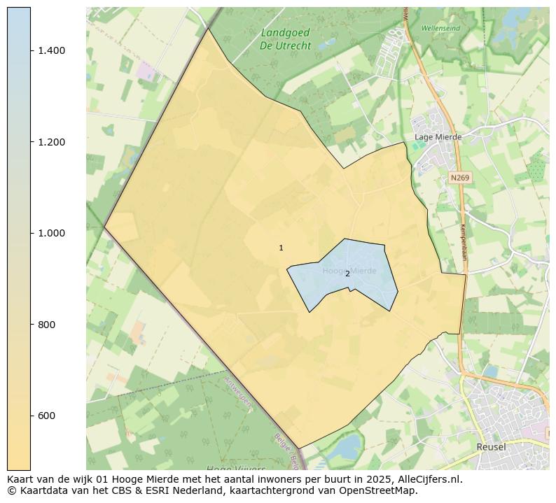 Afbeelding van de wijk Hooge Mierde op de kaart.
