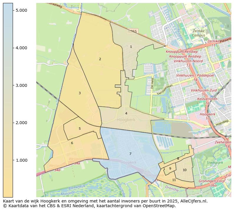 Afbeelding van de wijk Hoogkerk en omgeving op de kaart.