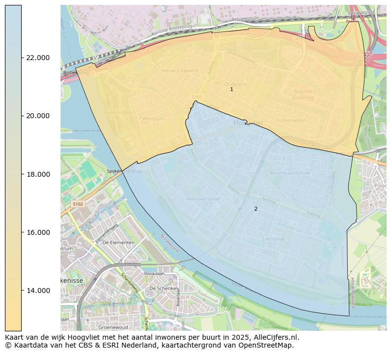 Afbeelding van de wijk Hoogvliet op de kaart.