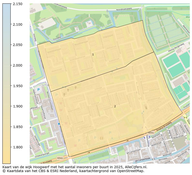 Afbeelding van de wijk Hoogwerf op de kaart.