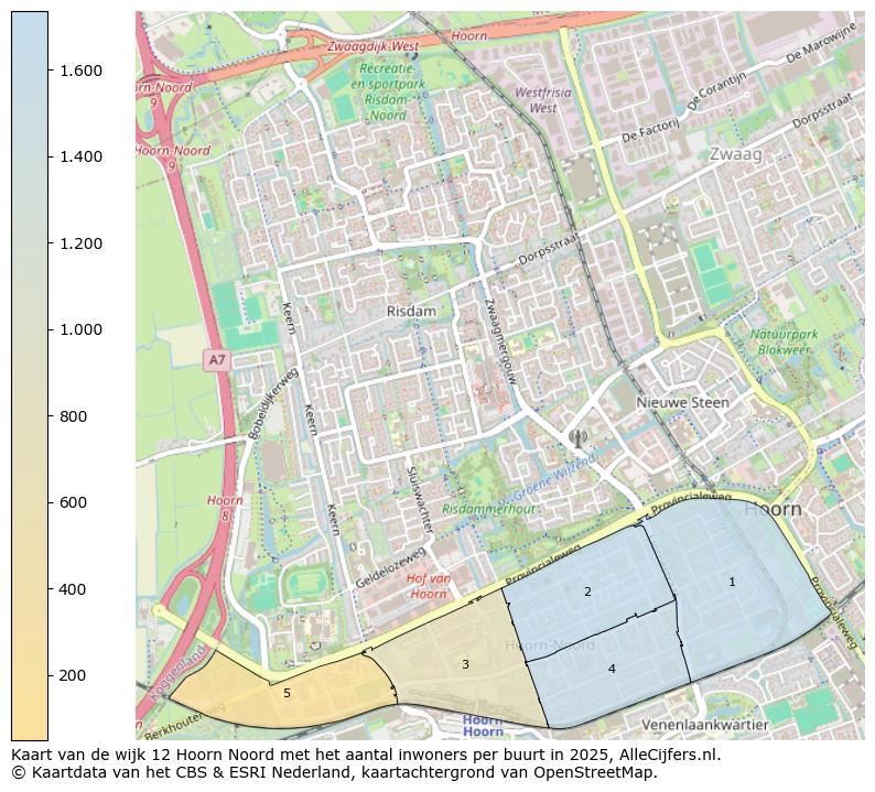 Afbeelding van de wijk Hoorn-Noord op de kaart.
