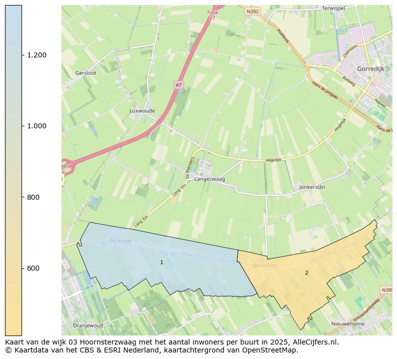 Afbeelding van de wijk Hoornsterzwaag op de kaart.