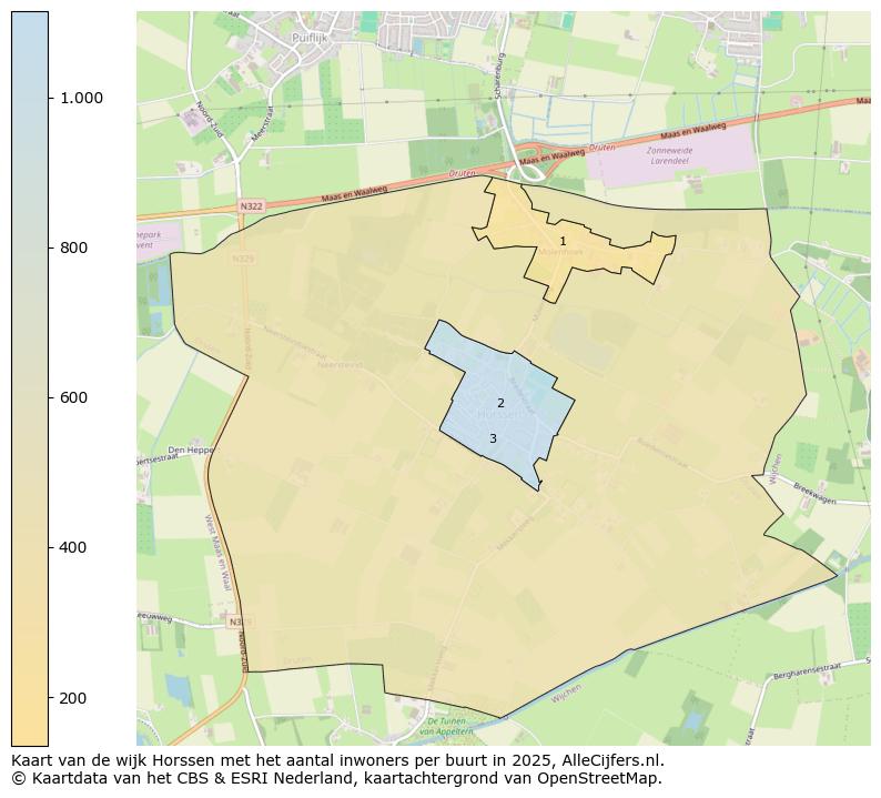 Afbeelding van de wijk Horssen op de kaart.