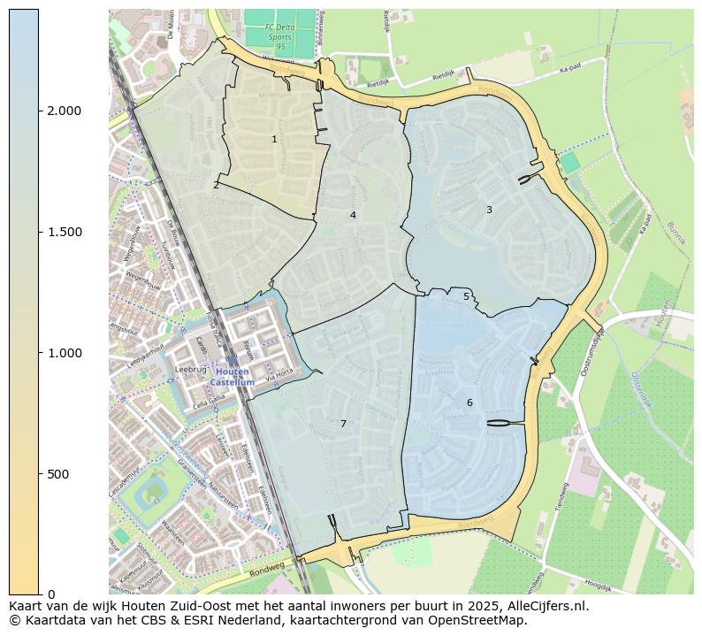 Afbeelding van de wijk Houten Zuid-Oost op de kaart.