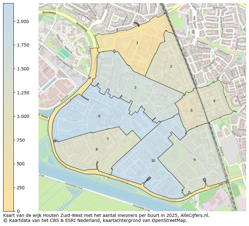 Afbeelding van de wijk Houten Zuid-West op de kaart.