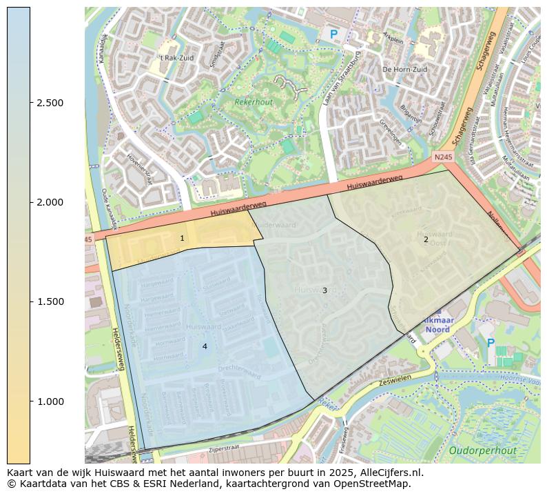 Afbeelding van de wijk Huiswaard op de kaart.