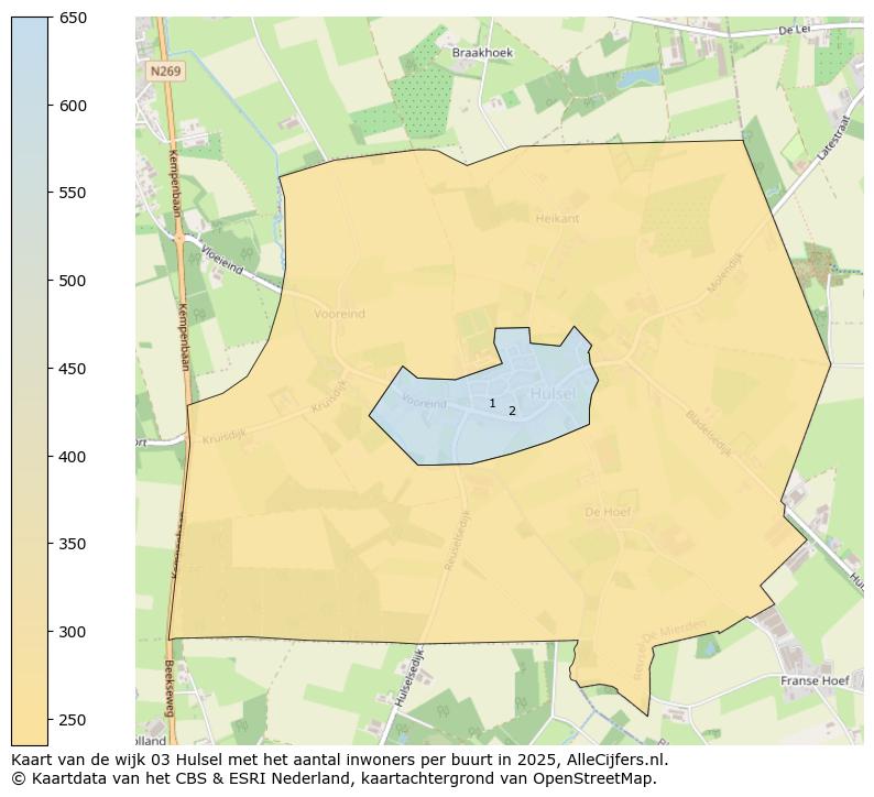 Afbeelding van de wijk Hulsel op de kaart.