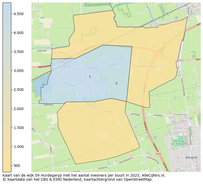 Afbeelding van de wijk Hurdegaryp op de kaart.