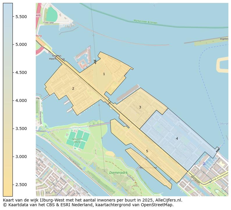 Afbeelding van de wijk IJburg-West op de kaart.