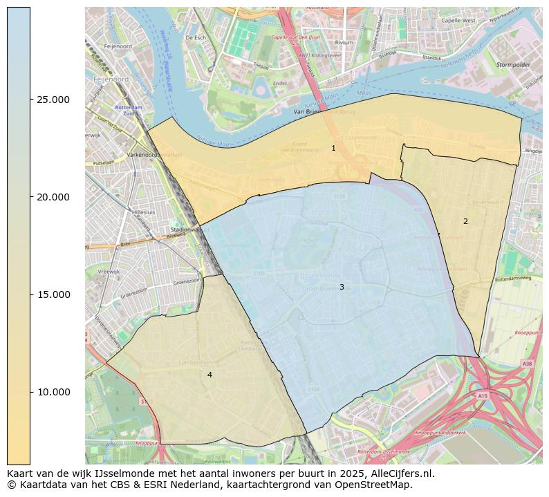 Afbeelding van de wijk IJsselmonde op de kaart.
