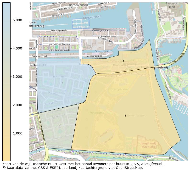 Afbeelding van de wijk Indische Buurt-Oost op de kaart.