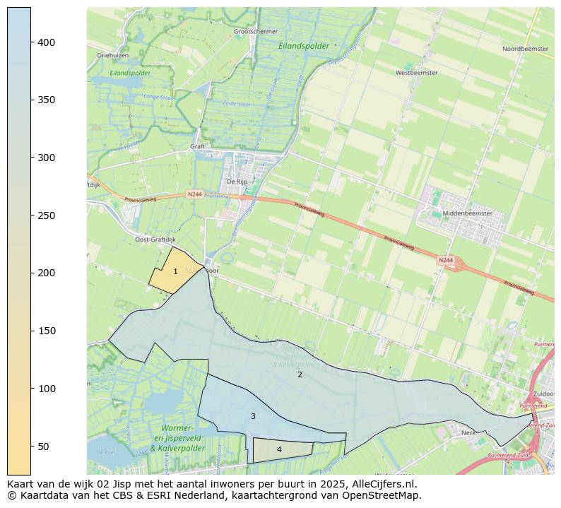Afbeelding van de wijk Jisp op de kaart.
