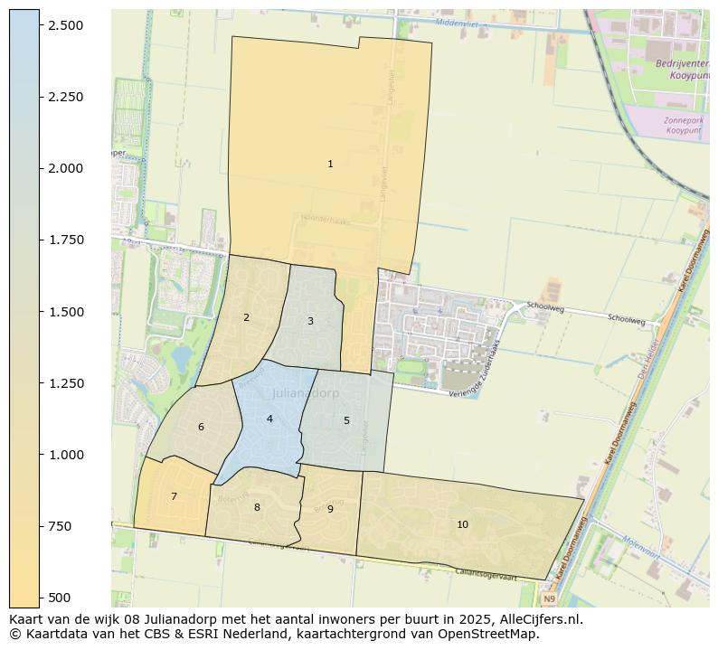 Afbeelding van de wijk Julianadorp op de kaart.