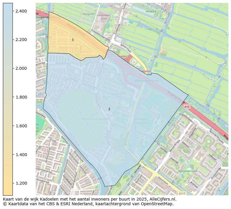 Afbeelding van de wijk Kadoelen op de kaart.