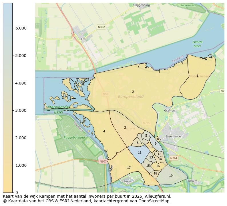 Afbeelding van de wijk Kampen op de kaart.