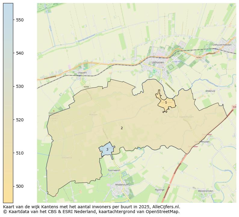 Afbeelding van de wijk Kantens op de kaart.