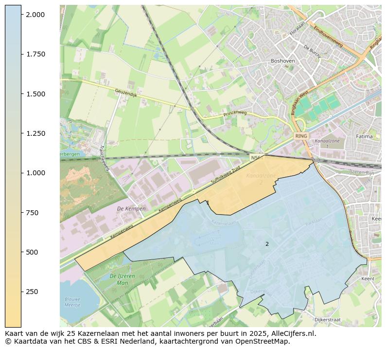Afbeelding van de wijk Kazernelaan op de kaart.